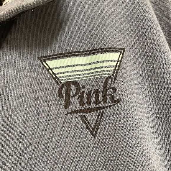 PINK Victoria’s Secret blue/gray pullover sweater, size XS, shoulder logos - Picture 2 of 8
